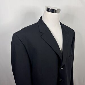 Paulo Solari 52L Athltic Fit Sport Coat 100% Wool Black Four Button Lined